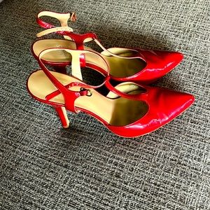 Saks Fifth Ave Red Patent Leather Heels